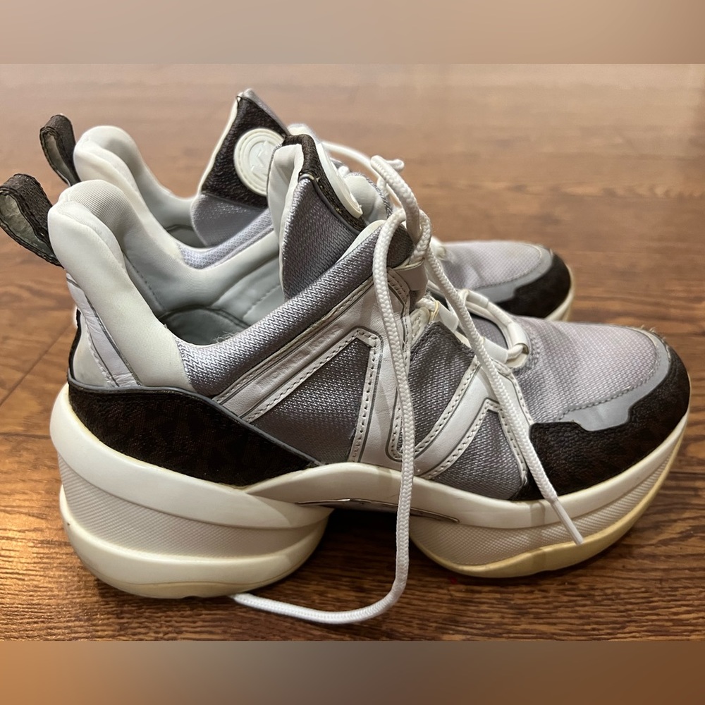 Michael Kors White, Gray and Black Olympia Sneakers - Picture 3 of 9
